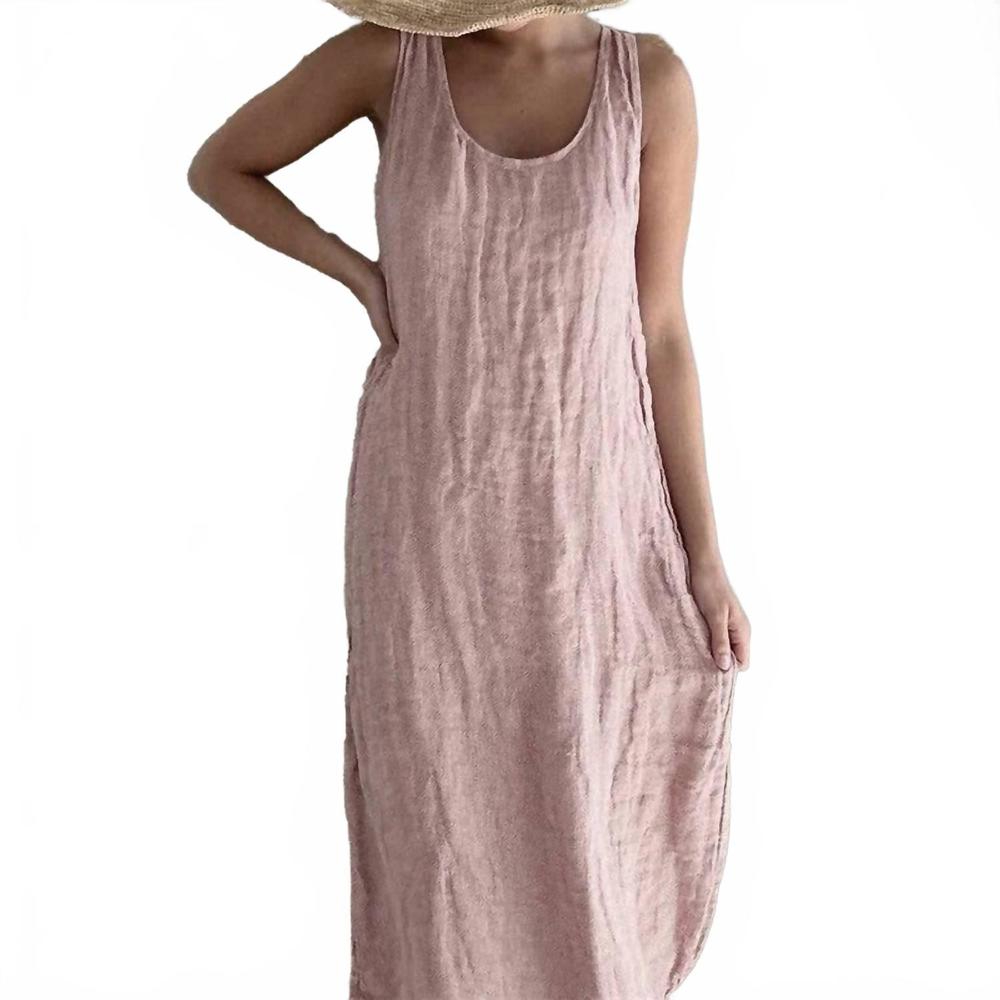 NEW SHEER TREND women's sleeveless round neck casual loose solid color dress in